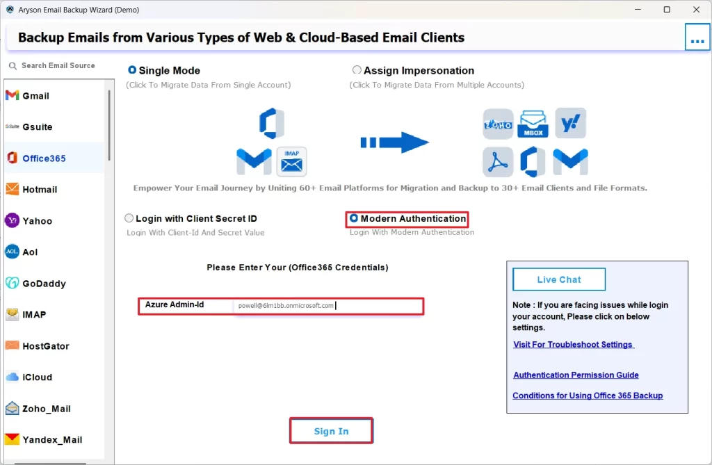 Log in to your Office 365 account.