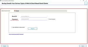Select Gmail and enter your login credentials.