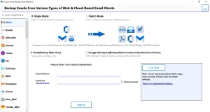 Install the Email Backup software.