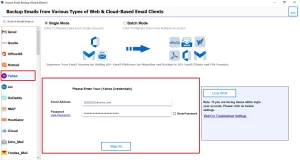Select Yahoo Mail enter credentials.