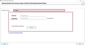 Select Gmail and enter your Gmail login credentials.