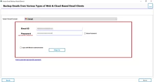 Enter the login credentials for Gmail.