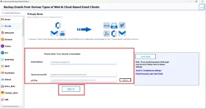 Enter the required details, and click Sign In.