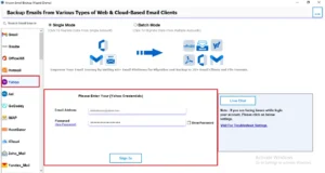 Choose Yahoo Mail and sign in with your username and password.