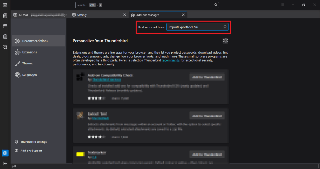 choose add-ons and themes