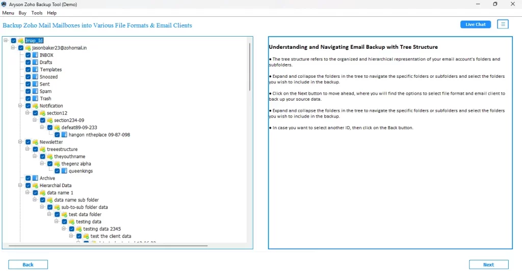 preview and select desired data
