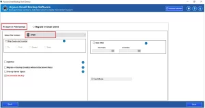 Choose Save in file format and select PST.