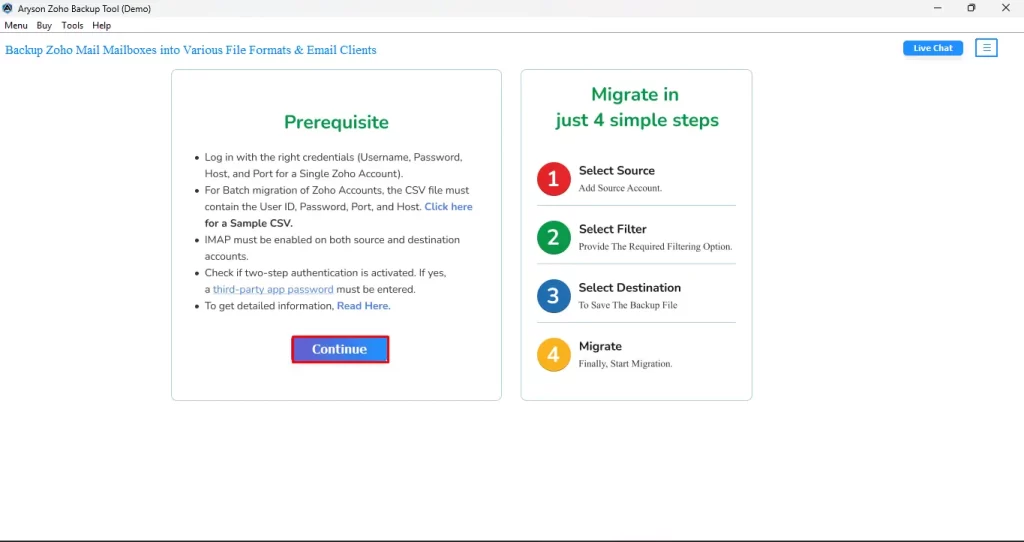 Download the Aryson Zoho Mail Migration Tool.