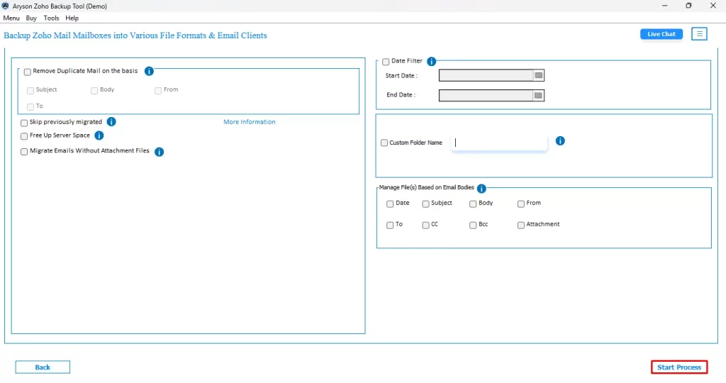 Click on the Start Process button.