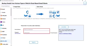 Enter the login credentials.
