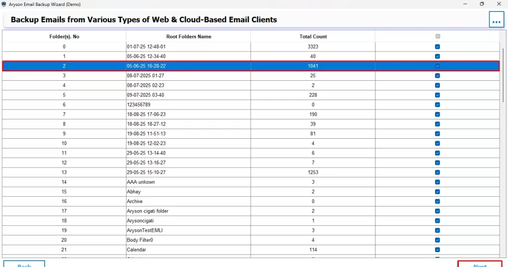 Select and preview your selected files for migration and press Next