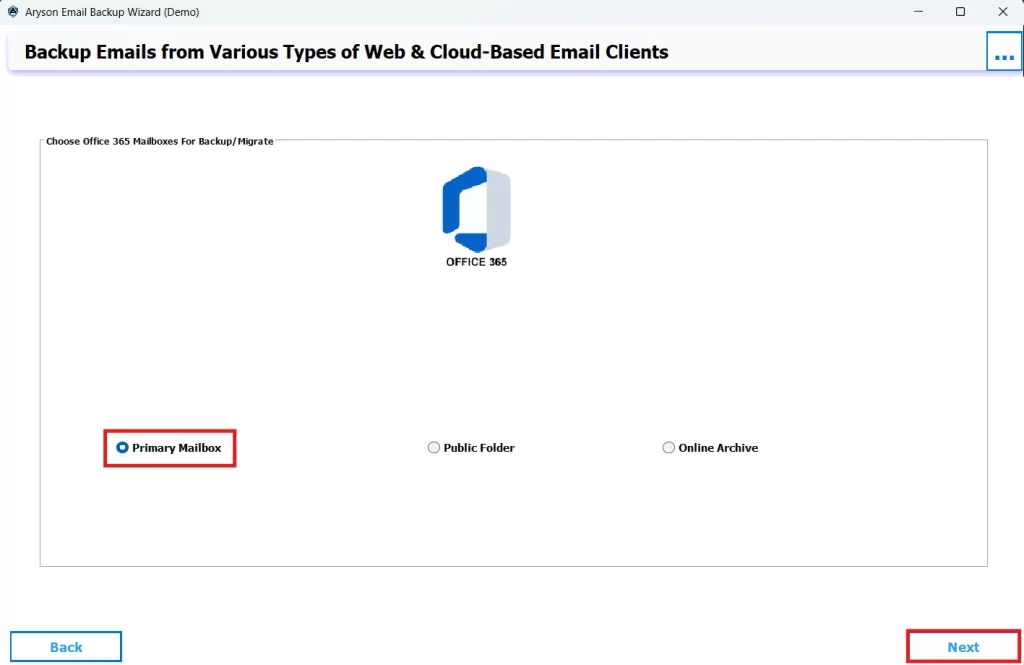 Choose the folder you want to move and click Next.