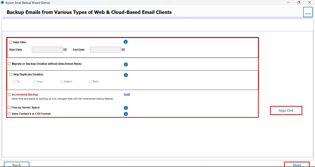 Use the extra filters & click Next.