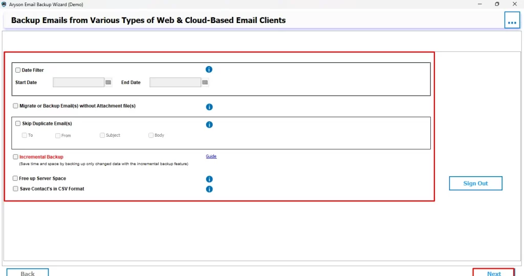 Use the additional features and hit the Next button.