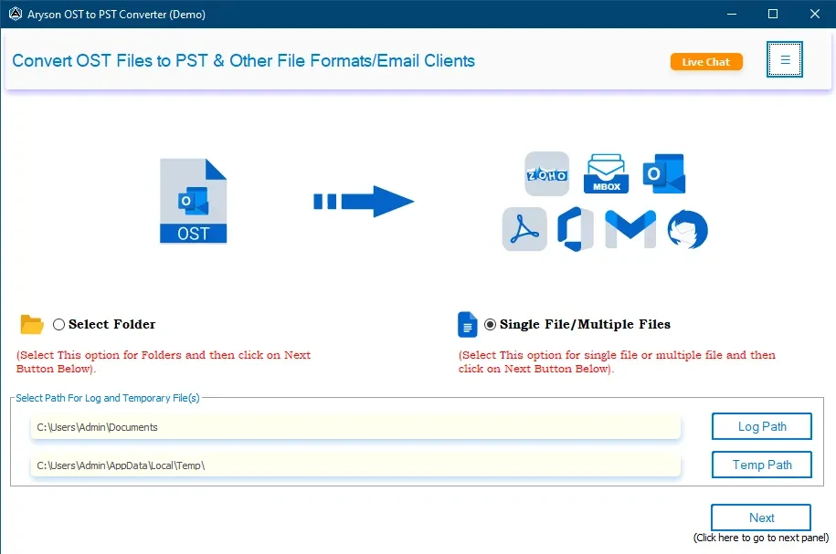 Download and install the Aryson OST to PST Converter.