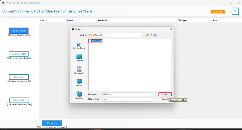 Click on Select Files & hit Next. 