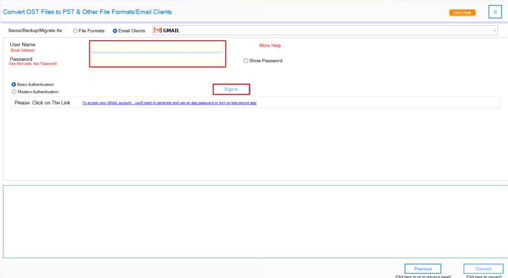 Enter your Google account details.
