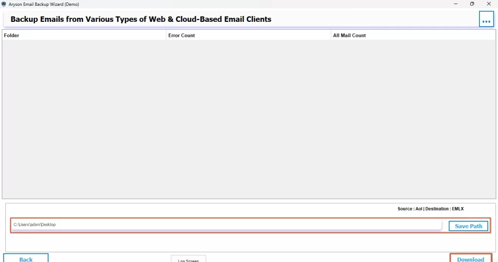 provide a file path and hit the Start Migration