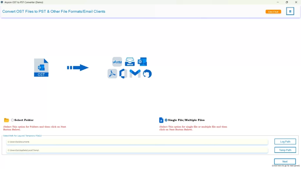 Download and open Aryson OST to PST Converter.