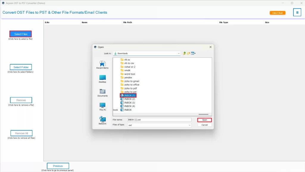 Select Files/Folders & click Next.