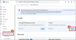 select Data Import and export, then Data Migration(new)