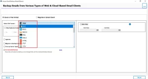 Select the file format as PST and apply additional filters.