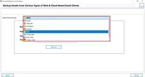 From the email clients, select IMAP.