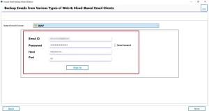 Enter the login credentials for IMAP.