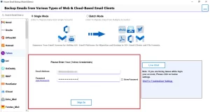 choose Yahoo Mail and enter the email address and app password.