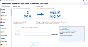 Launch the Yahoo Backup Software.