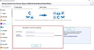 Enter your Yahoo Mail email ID and app password.
