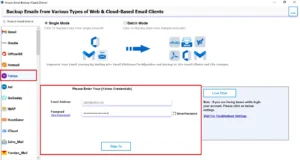 Enter the login credentials for Yahoo Mail and sign in.