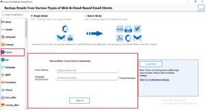 Choose Yahoo Mail and enter the credentials.