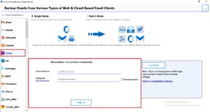 Choose Yahoo Mail and enter the valid login credentials.