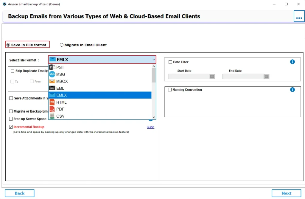 choose EMLX as the saving format